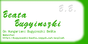 beata bugyinszki business card